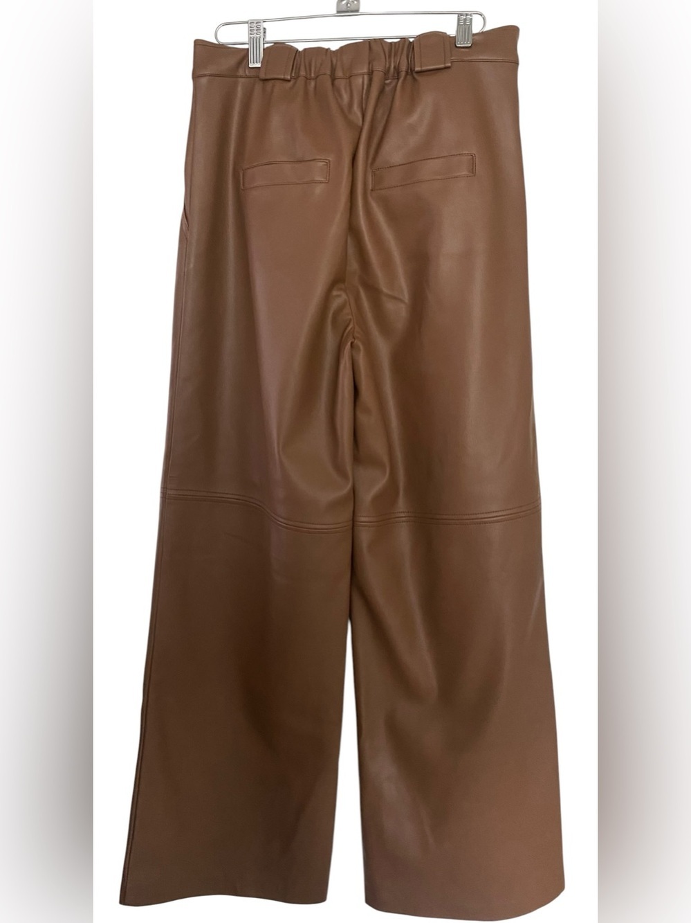Central Park West Brown Faux-Leather Wide Leg Trousers - Picture 3 of 7